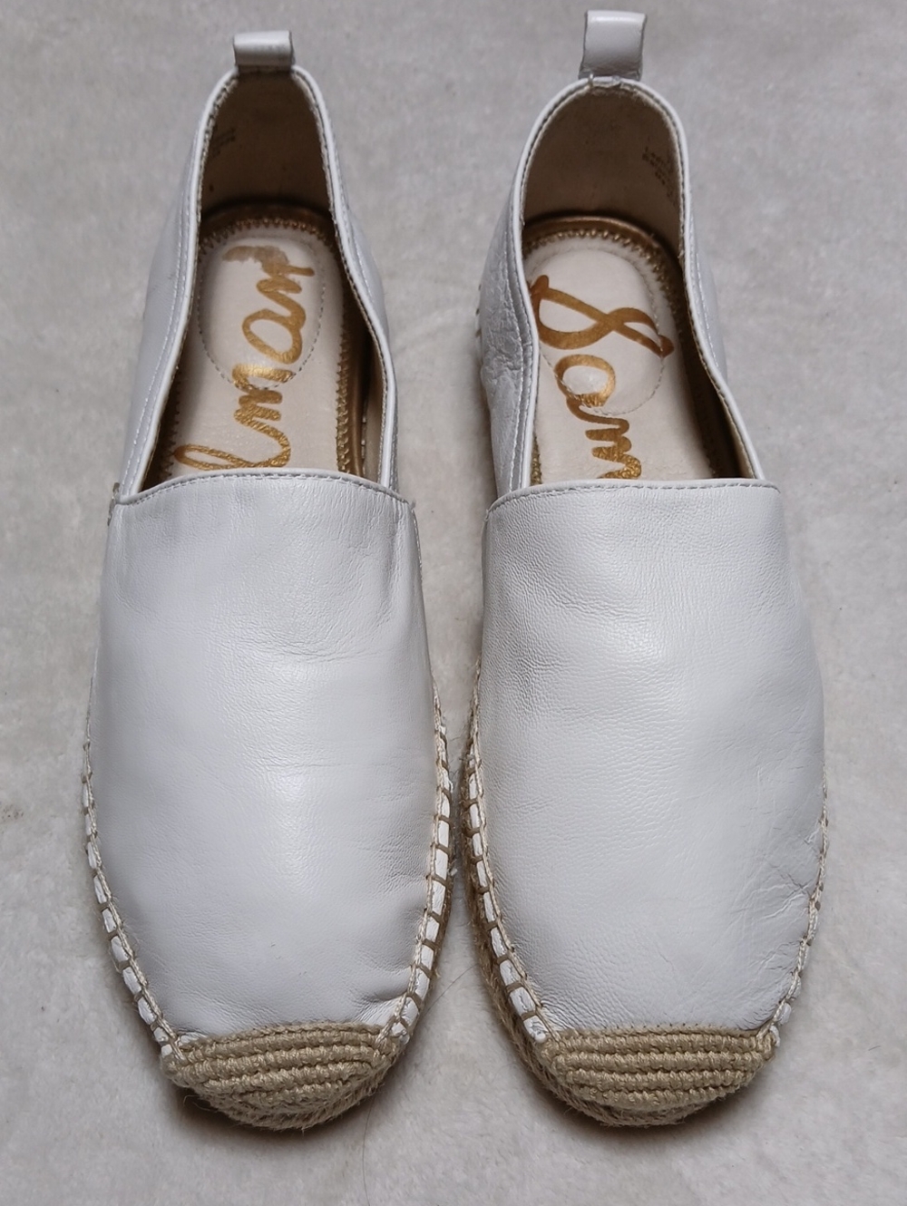 Sam Edelman Chloe White Leather Espadrille Slip-On Loafers Size 7 Womans